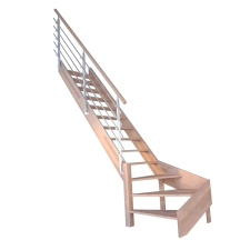 StarWood Treppen StarWood Rhodos bükkfa lépcső jobbra forduló rozsdamentes acélkorlát FSC® építőanyag