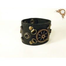  Steampunk bőr karkötő (sötét) karkötő