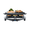 Steba elektromos grill és raclette tányér, RC 8 Steel Deluxe, megfordítható alumínium lemez, 8 raclette serpenyő, 29 x 29 cm, hőmérséklet szabályozás, egyszerű tisztítás, kábeltároló hely, zs