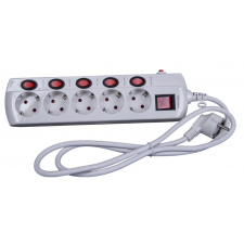Steck túláramvédős külön kapcsolható elosztó - 5 aljzat, 1,5 m hosszabbító, elosztó