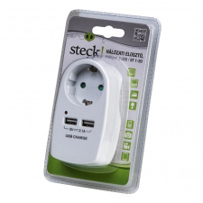 Steck USB Hálózati elosztó, 1 földelt, STECK 2 USB - ST 1-2U hosszabbító, elosztó