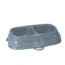  STEFANPLAST Break 13 Műanyag csúszásgátló dupla tál szürke/kék 2x0,2l kutyatál