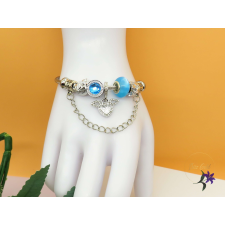  Stella pandora stilusú karkötő angyalsziv charm -kék-ródium karkötő