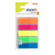  STICK N Jelölőcímke, műanyag, 5x25 lap, 45x12 mm, STICK N, neon színek információs címke