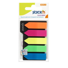 Stick'n Jelölőcímke, műanyag, nyíl, 5x25 lap, 42x12mm, STICK N, neon színek post-it