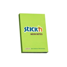 Stick'n Öntapadó jegyzettömb STICK`N 76x51mm neon zöld 100 lap jegyzettömb