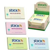 Stick'n Öntapadó jegyzettömb STICK`N 78x127mm újrahasznosított pasztel mix 4x3x100 lap jegyzettömb