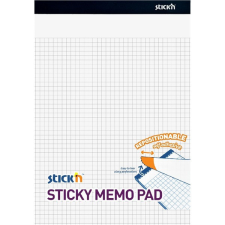 Stick'n Stick&#039;N 254x178mm 50 lap/tömb négyzetrácsos fehér öntapadó jegyzetfüzet füzet