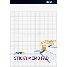 Stick'n Stick`N 254x178mm 50 lap/tömb négyzetrácsos fehér öntapadó jegyzetfüzet (STICK_N_21853) füzet