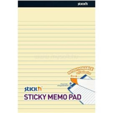 Stick'n Stick`N 254x178mm 50 lap/tömb vonalazott pasztell sárga öntapadó jegyzetfüzet (STICK_N_21851) füzet