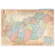 Stiefel Magyarország falitérkép, Magyarország közigazgatása különleges színezéssel falitérkép fémléccel 140x100 2016 térkép