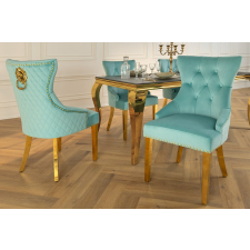 Stílusos étkezőszék Rococo Levia fej türkizkék bársony - arany bútor