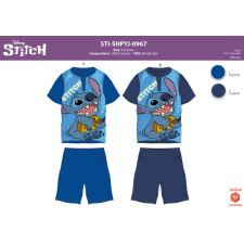 Stitch nyári rövid ujjú gyerek pizsama kisfiúknak - pamut pizsama - középkék - 116 gyerek hálóing, pizsama