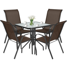  Stół kwadrat ISLAND 70cm + 4x Krzesło SOFIA brąz kerti bútor