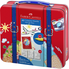 Stocktechnik Kereskedelmi Kft. Faber-Castell Filctoll készlet 40db-os, színezőlapokkal, fém dobozban, bőröndös filctoll, marker