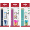 Stocktechnik Kereskedelmi Kft. Faber-Castell Grafitceruza szett 3db-os 1111 HB színes testű + radír + hegyező BL.
