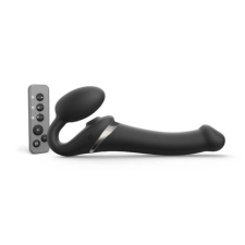 Strap-On-Me M - pánt nélküli felcsatolható, léghullámos vibrátor - közepes (fekete) vibrátorok
