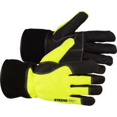 Strend pro Téli védőkesztyű, Strend Pro Gratus Winter, fekete/sárga, méret: 11/XXL, bélelt 3M Thinsulate szigetelés, vízálló, megerősített tenyér, EN 388 és EN 511, 1 pár