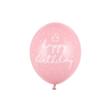 Strong Balloons 30cm, happy..., P. B. Pink (1 pkt / 6 db.) party kellék