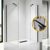 Stuxi Milano Easy Black Kombi Plus 1 Walk-in zuhanyfal, 90x130 cm, 8 mm vastag vízlepergető biztonsági üveggel, helytakarékos stabilizátorral, polccal