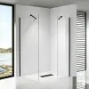 Stuxi Milano Easy Black Kombi Walk-in zuhanyfal, 140x80 cm, 8 mm vastag vízlepergető biztonsági üveggel, helytakarékos stabilizátorral