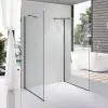  Stuxi Milano Gate Black falsíkra szerelhető, két oldalfalas walk-in zuhanyfal, 140x140 cm, 8 mm vastag vízlepergető biztonsági üveggel, helytakarékos sarokmerevítőkkel