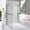 Stuxi Milano Gate Black Plus 2 falsíkra szerelhető, két oldalfalas walk-in zuhanyfal, 90x90 cm, 8 mm vastag vízlepergető biztonsági üveggel, helytakarékos sarokmerevítőkkel