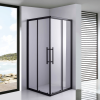 Stuxi Nizza Black 100x100 cm szögletes két tolóajtós zuhanykabin 6 mm vízlepergető biztonsági üveggel, fekete elemekkel, 190 cm magas, zuhanytálcával és szifonnal