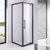 Stuxi Torino Black 70x100 aszimmetrikus szögletes nyílóajtós zuhanykabin 6 mm vízlepergető biztonsági üveggel, matt fekete elemekkel, 200 cm magas