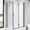 Stuxi Verona Black 110x80 aszimmetrikus csuklóajtós zuhanykabin 6 mm vízlepergető biztonsági üveggel, fekete