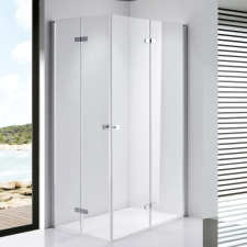 Stuxi Verona Duo 90x80 aszimmetrikus két csuklóajtós zuhanykabin 6 mm vízlepergető üveggel, króm kád, zuhanykabin