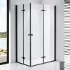 Stuxi Verona Duo Black 120x110 aszimmetrikus két csuklóajtós zuhanykabin 6 mm vízlepergető üveggel, fekete