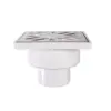 Styron Épített zuhanytálcához lefolyószelep DN50mm, 100 x 100mm rozsdamentes ráccsal, függőleges
