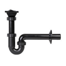 Styron Fekete mosdó csőszifon dugós leeresztőszeleppel, 32 mm-es elfolyással szaniter