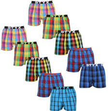 Styx 10PACK férfi bő szárú boxeralsó Styx sportos gumipánt többszínű (10B0106) L