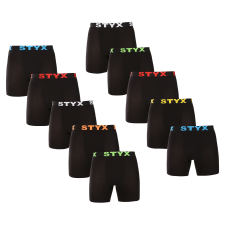 Styx 10PACK férfi boxeralsó Styx hosszú sportos gumipánt fekete (10UN9601) M férfi alsó