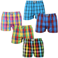 Styx 5PACK férfi bő szárú boxeralsó Styx klasszikus gumipánt többszínű (5A0112456) XL