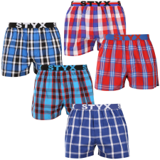 Styx 5PACK férfi bő szárú boxeralsók Styx sportos gumipánt többszínű (5B110610) XL férfi alsó