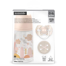 Suavinex cumisüvegszett 270 ml + cumi 0-6m + klipsz Dreams - rózsaszínű cumisüveg
