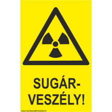  Sugárveszély! - műanyag, 150*100 információs tábla, állvány