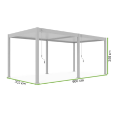  SUN ELEGANCE 3x6 m Fehér terasz pergola kerti tárolás