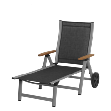 Sun garden Ass comfort állítható, alumínium kerti nyugágy - ezüst/fekete kerti bútor