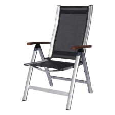 sun garden Ass comfort összecsukható, exkluzív alu. kerti szék - fekete/ezüst kerti bútor