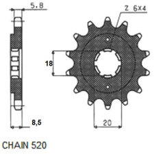 SunStar SUNF307-14 első lánckerék Sunstar Erőátviteli alkatrész Lánc, lánckerék, láncszett Első lánckerék egyéb motorkerékpár alkatrész