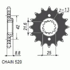SunStar SUNF333-16 Első lánckerék Sunstar Erőátviteli alkatrész Lánc, lánckerék, láncszett Első lánckerék egyéb motorkerékpár alkatrész