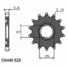 SunStar SUNF3A1-13 első lánckerék Sunstar Erőátviteli alkatrész Lánc, lánckerék, láncszett Első lánckerék egyéb motorkerékpár alkatrész