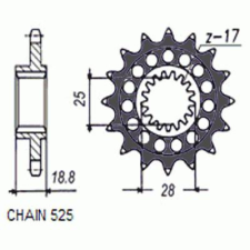 SunStar SUNF422-17 Első lánckerék Sunstar Erőátviteli alkatrész Lánc, lánckerék, láncszett Első lánckerék egyéb motorkerékpár alkatrész