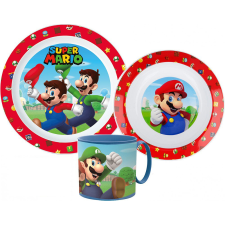Super Mario étkészlet, micro műanyag szett bögrével 265 ml babaétkészlet