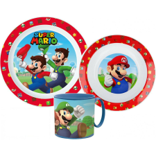  Super Mario Mushroom Kingdom étkészlet, micro műanyag szett bögrével 265 ml babaétkészlet