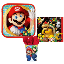 Super Mario party szett 36 db-os 23 cm-es tányérral party kellék